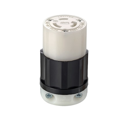 Leviton Locking Connector, L10-20R, 20 A, 125/250V AC, Single Phase, 3 Pole, Screw Terminals, Black, White 02363-0PB